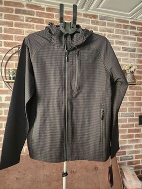 Reebok Men's Black Quilted-Look Hooded Zip Jacket